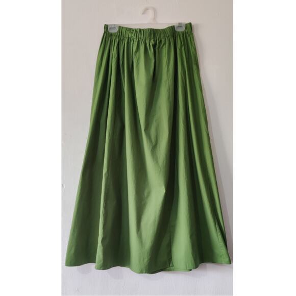 Reformation Dresses & Skirts - Reformation Organic Cotton Green Elastic Waist A-line Maxi Skirt Size L